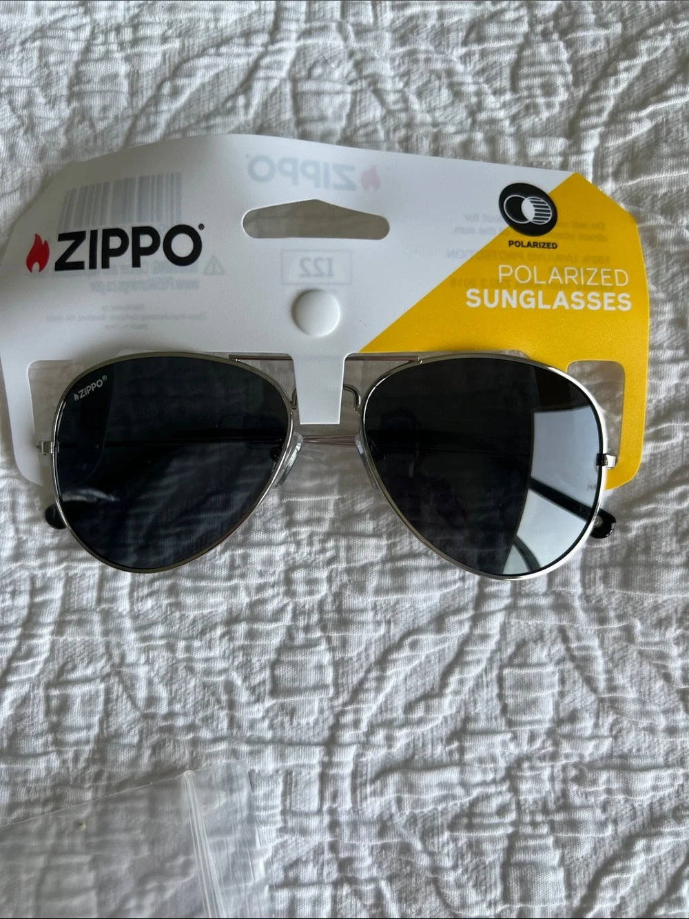 Zippo Polarized Aviator Sunglasses - Silver Frame, Black Lenses Unisex